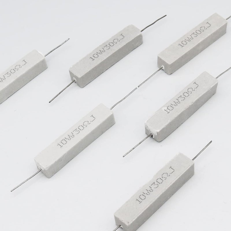 Dimlove Cement Resistor,10 PCS 10w 30 ohm 5% Axial Lead Wire Resistor White Wound Fixed Ceramic Cement Resistors Wirewound Cement Power Resistors Flame Heat Moisture Resistance Precharge Horizontal Resistors - Image 5